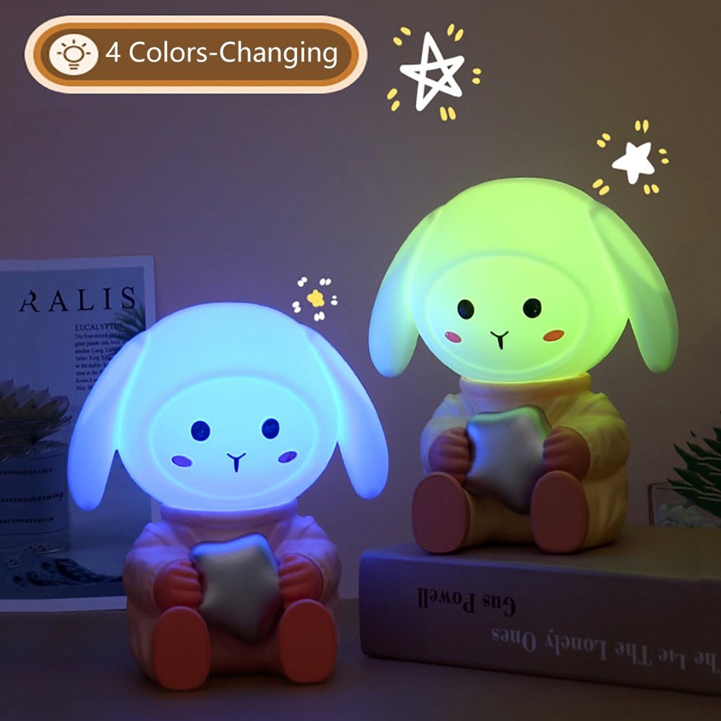 Rabbit Led Night Light With Mobile Phone Stand For Bedroom And Study Table (1 Pc)