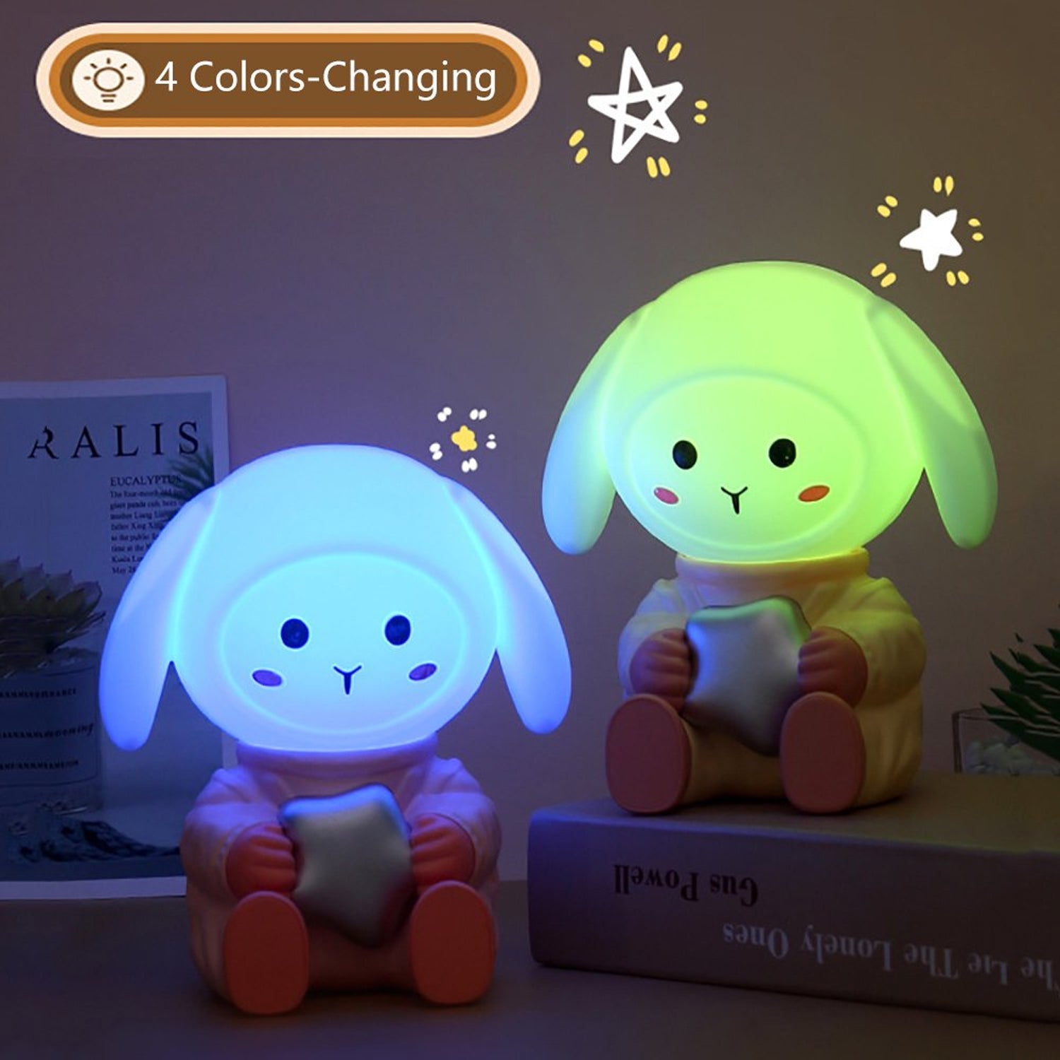 Rabbit Led Night Light With Mobile Phone Stand For Bedroom And Study Table (1 Pc)